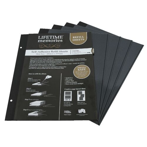 NCL SELF ADHESIVE SLIM (A4) SIZE REFILLS - 200 x 297mm - 5 pages (10 sides)
